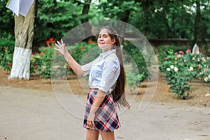 schoolgirl with a folder