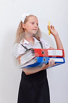 Schoolgirl with folders