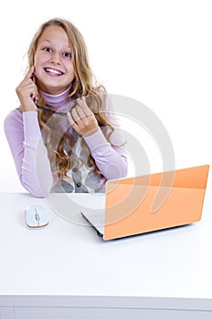 Schoolgirl with her netbook