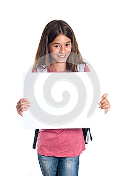 Schoolgirl holding blank paper