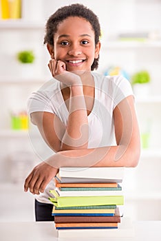 Schoolgirl at home