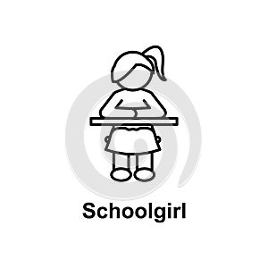 schoolgirl icon. Element of school icon for mobile concept and web apps. Thin line icon for website design and development, app de