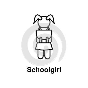 schoolgirl icon. Element of school icon for mobile concept and web apps. Thin line icon for website design and development, app de