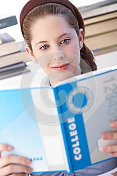 Schoolgirl learning at home