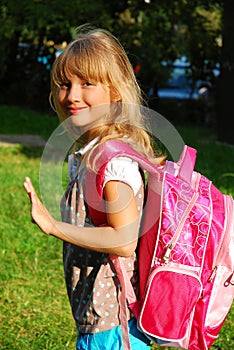 Schoolgirl after lessons