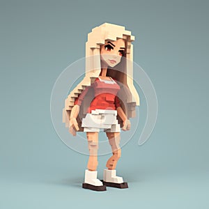 Schoolgirl Lifestyle Pixel Art Figure - Modern Pop Culture 3d Model