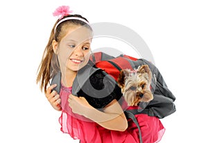 Schoolgirl with puppy