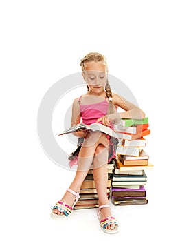 Schoolgirl reading a book