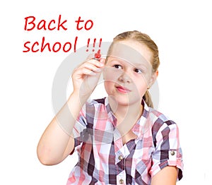 Schoolgirl with red mrker in hand