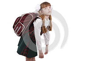 Schoolgirl is tired. Education