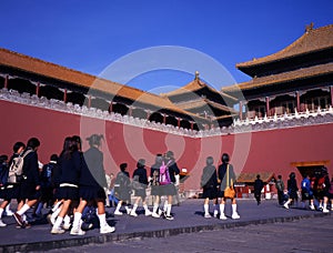 Schoolgirls at forbidden city beijing