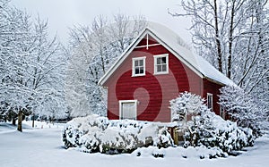 Schoolhouse in winter