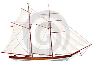 Schooner. Sailboat. Sailing vessel