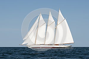 Schooner Windjammer Sailing Vessel with Three Masts in Maine