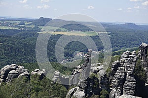 Schrammsteine rocks from the Schrammstein viewpoint in Saxon Switzerland