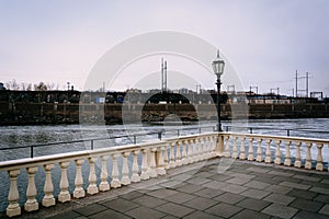 The Schuylkill River seen from Fairmount Waterworks in Philadelphia, Pennsylvania.