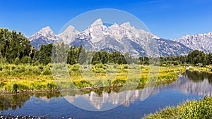 Schwabacher landing with its reflection. Grand Teton