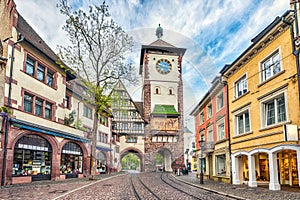 Schwabentor - historical city gate in Freiburg, Germany photo