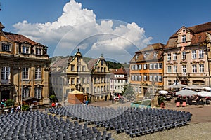 SCHWABISCH HALL, GERMANY - AUGUST 30, 2019: Marktplatz (Market Square) in Schwabisch Hall, Germa