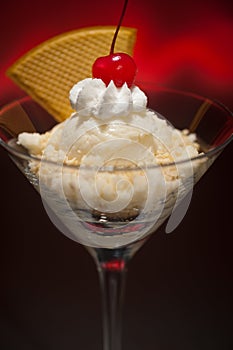 Schwarzwaelder Kirsch ice cream in a Martini glass