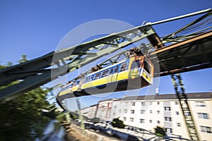 Schwebebahn train wuppertal germany speeding