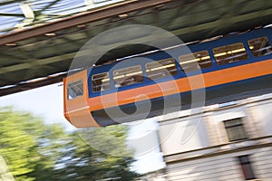 Schwebebahn train wuppertal germany speeding