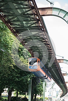 Schwebebahn in Wuppertal above the street