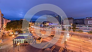 The Schwedenplatz is a square in central Vienna, located at the Danube Canal aerial night to day timelapse