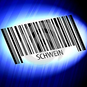 Schwein - barcode with futuristic blue background photo