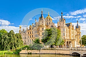 Schwerin Palace in romantic Historicism architecture style