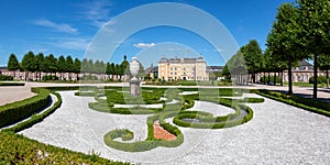 Schwetzingen Castle with garden in a park architecture travel panorama in Germany