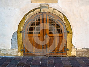 SchwÃ¤bisch Gmuend. The chapter house entrance area used to be the home of the minsterâ€˜s clergy. Baden Wuerttemberg, Germany,