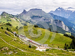 Schynige Platte railway in the Bernese Alps Switzerland