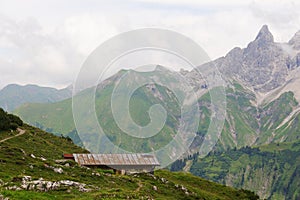 SchÃ¤fhÃ¼tte in the Bavarian Alps in Allgaeu, Germany