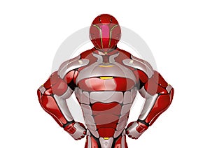 Sci fi astronaut cartoon super hero pose in a white background