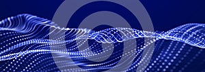 Sci-fi background. Digital wave with many particles. Big data visualization. Template for festive presentation. 3d