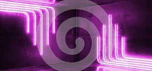 Sci Fi Blue Ultraviolet Purple Pink Futuristic Cyberpunk Glowing Retro Modern Vibrant Lights Laser Show Empty Stage Room Hall