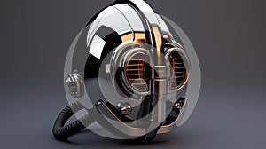 Sci-fi Chrome-plated Gas Mask 3d Render With Futuristic Design photo