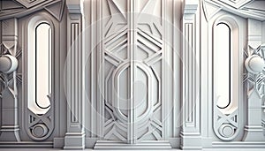 Sci-Fi classic style door panel background. Palace entrance or a gate to a section for someone noble or of high rank.