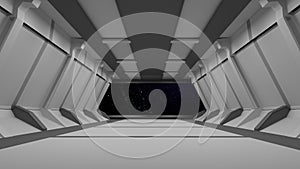 Sci-Fi corridor interior design.3D rendering