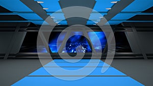 Sci-Fi corridor interior design.3D