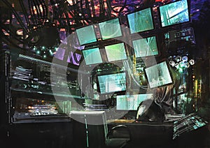 Sci-fi creative workspace photo