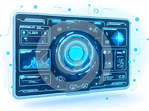 Sci-Fi Data Interface Screen in Blue