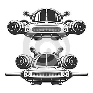 Sci-fi fantastic flying car.