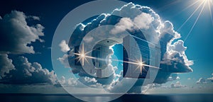 Cloud Network Solution computing big data center, futurist infrastructure generative ai digital