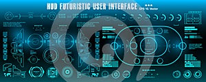 Sci-fi futuristic hud blue dashboard display virtual reality technology screen, target