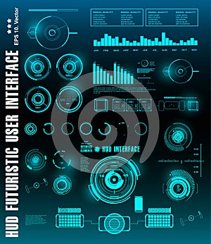 Sci-fi futuristic hud dashboard display virtual reality technology screen, target