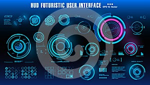 Sci-fi futuristic hud dashboard display virtual reality technology screen, target