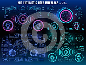 Sci-fi futuristic hud dashboard display virtual reality technology screen, target