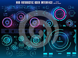 Sci-fi futuristic hud dashboard display virtual reality technology screen, target